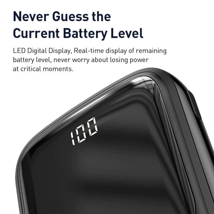 Baseus Q pow Digital Display 3A 10000 mAh (With Type-C) (PPQD-B02I) Чорний (7485116)