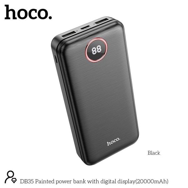 Зовнішній акумулятор HOCO DB35 Painted power bank with digital display 20000mAh чорна
