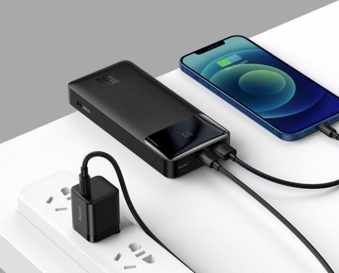 Baseus Bipow PPDML-J01 20000 mAh, 2USB, Type-C, 3A, 15W, QC, чорне