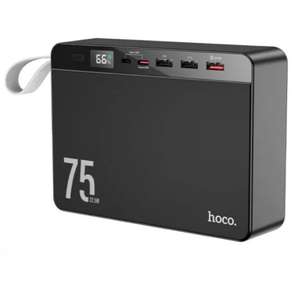 портативне зарядне Power Bank HOCO Overlord J94 75000mAh 3USB, Type-C, QC, 20W, чорне