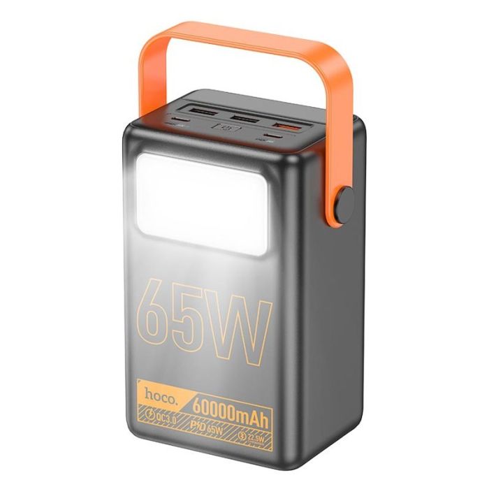 Hoco J110A 60000 mAh | 65W/5A, USB/Type-C, Ліхтарик| Black/Orange