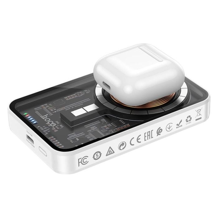 Hoco Q10 5000 mAh Transparent Magsafe |Type-C, 3A/20W, QC/PD| Білий