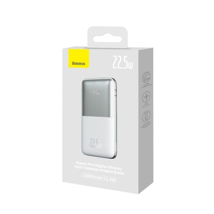 Baseus Bipow Pro 10000 mAh | 2USB/Type-C, QC/PD, 22.5W/5A| White