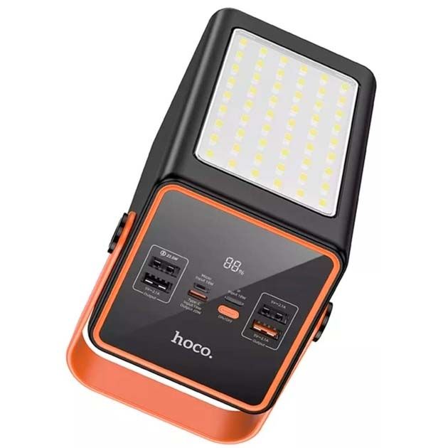 Hoco J107 Super 90000 mAh PD22.5W+QC3.0 4USB/Type-C/IP/micro портативна зарядка з ліхтарем Чорний
