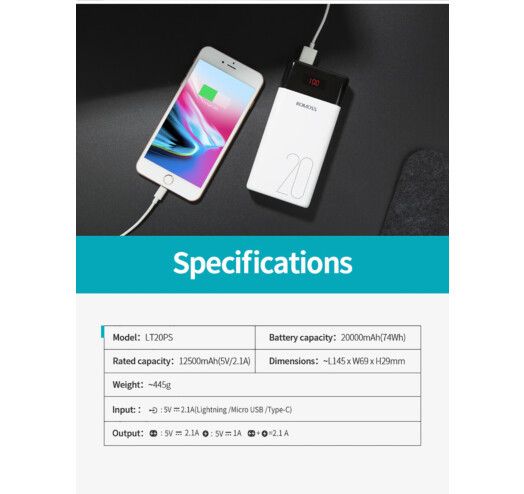 Romoss 20000 mAh LT20PS White