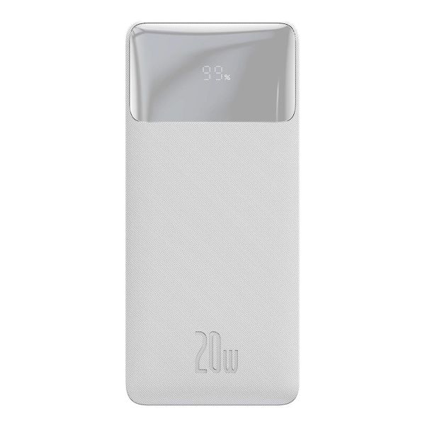 Зовнішній акумулятор повербанк power bank BASEUS 20000mAh зі швидкою зарядкою 2USB/1Type 3A/20W Білий
