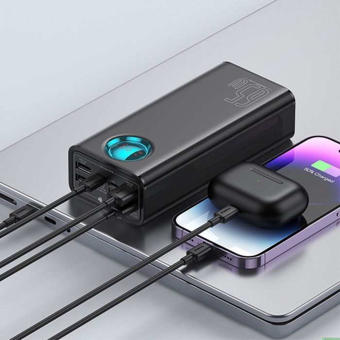 Baseus 30000 mAh |6A/65W,4USB/Type-C/Lightning, QC/PD| для ноутбука, телефону