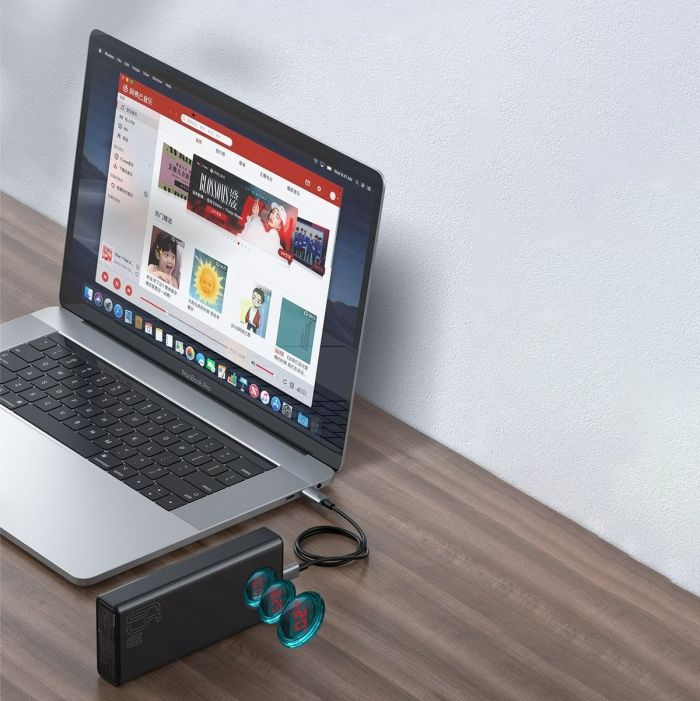 Baseus 30000 mAh |6A/65W,4USB/Type-C/Lightning, QC/PD| для ноутбука, телефону