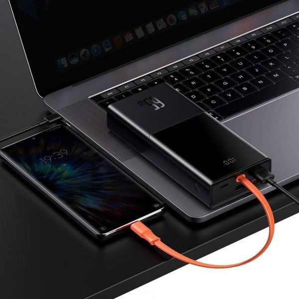 Baseus Elf Digital Display 20000 mAh 65W 5A, QC3.0+PD3.0 та c Type-C кабелем 65W Black