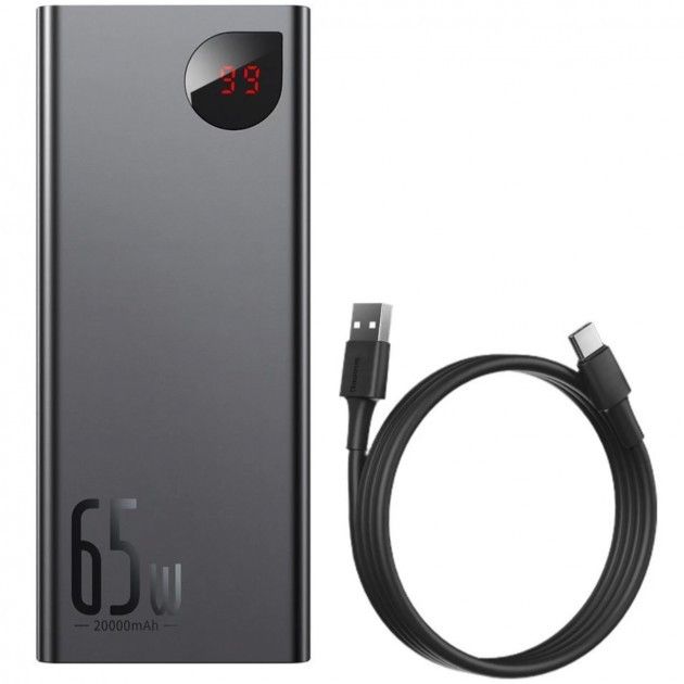 Power Bank Baseus Adaman Metal Digital Display 20000mAh 65W, Black (QC3.0 PD3.0)