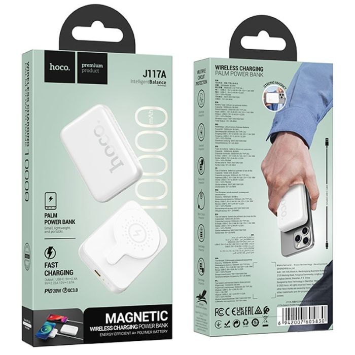 Hoco J117A MagSafe Wireless Powebank для Apple iPhone Esteem PD20W з БЗП 10 000 mAh White