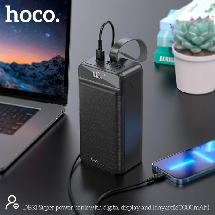 Hoco Super DB31 60000 mAh + Lightning роз'єм та ремінець чорна