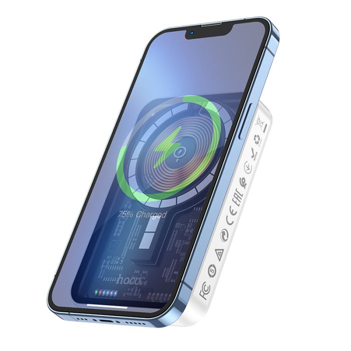 Hoco Transparent discovery edition magnetic fast charge Q10 5000 mAh |Type-C, 3A/20W, QC/PD| white