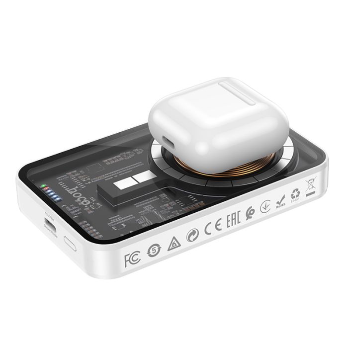 Hoco Transparent discovery edition magnetic fast charge Q10 5000 mAh |Type-C, 3A/20W, QC/PD| white
