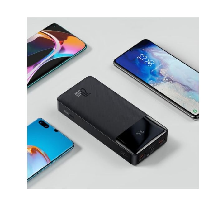 Baseus Bipow Digital Display PowerBank 20000 mAh Type-C + 2xUSB + Micro USB 20W Black (PPBD050501)