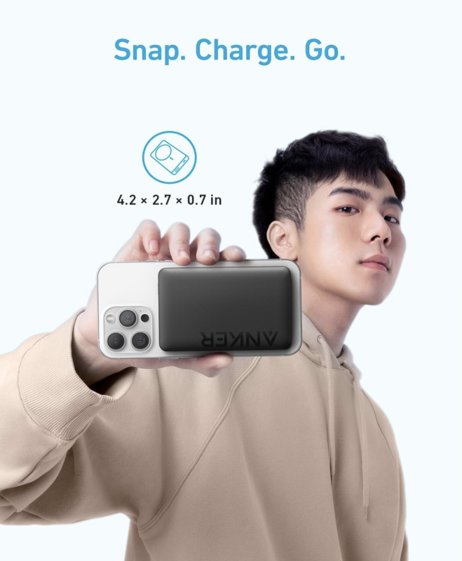 Anker 334 Magnetic Magsafe Powerbank 10 000 mAh iPhone 15/15 Pro/15 Pro Max iPhone 14/ 13/12 Series Black (A1810)