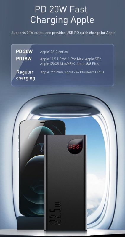 Baseus  Adaman Metal Overseas 22,5W 20000 mAh PD/QC| Black