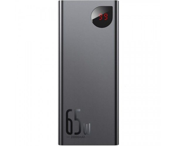 Baseus Adaman Metal Digital Display 20000 mAh 65W 6A з технологією QC3.0 + PD3.0 2USB + Type-C + Кабель USB to Type-C Чорний