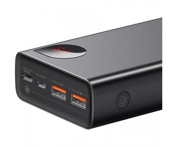 Baseus Adaman Metal Digital Display 20000 mAh 65W 6A з технологією QC3.0 + PD3.0 2USB + Type-C + Кабель USB to Type-C Чорний