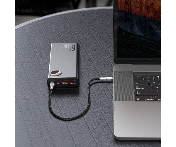 Baseus Adaman Metal Digital Display 20000 mAh 65W 6A з технологією QC3.0 + PD3.0 2USB + Type-C + Кабель USB to Type-C Чорний