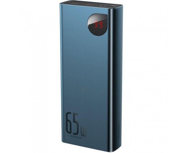 Baseus Adaman Metal Digital Display 20000 mAh 65W 6A QC3.0/PD3.0 2USB + Cable Type-C, Blue