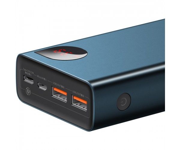 Baseus Adaman Metal Digital Display 20000 mAh 65W 6A QC3.0/PD3.0 2USB + Cable Type-C, Blue