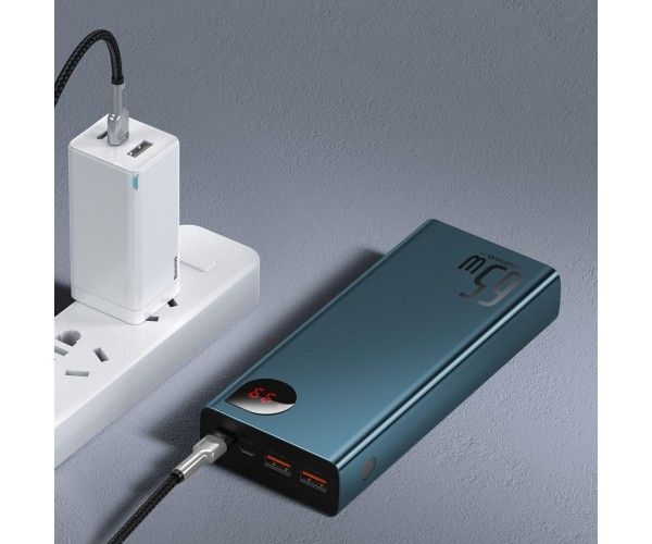 Baseus Adaman Metal Digital Display 20000 mAh 65W 6A QC3.0/PD3.0 2USB + Cable Type-C, Blue