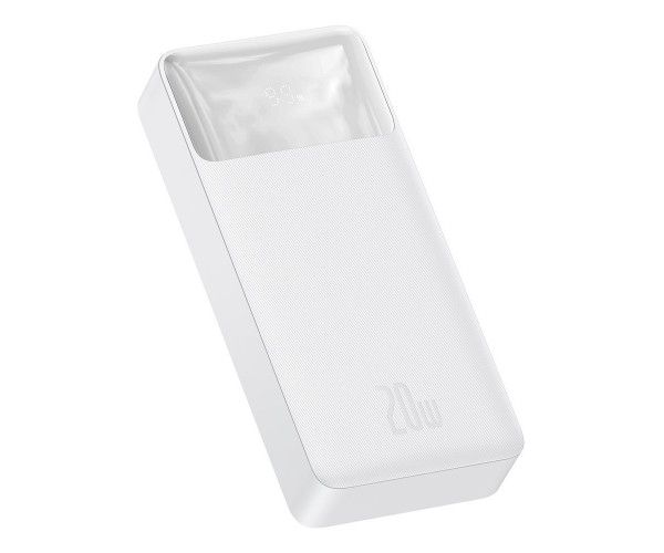 Baseus Bipow Digital Display 20000 mAh 20W QC3.0/PD3.0 2xUSB+Type C Біла
