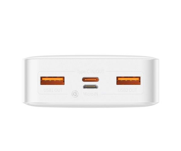 Baseus Bipow Digital Display 20000 mAh 20W QC3.0/PD3.0 2xUSB+Type C Біла