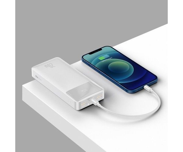 Baseus Bipow Digital Display 20000 mAh 20W QC3.0/PD3.0 2xUSB+Type C Біла