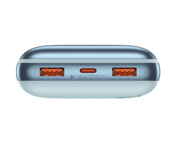 Baseus Bipow Pro 20000 mAh 22.5W, 2хUSB-A QC3.0, In USB-C Li-pol, Display + Cable, blue