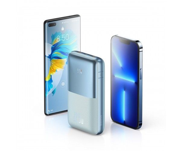 Baseus Bipow Pro 20000 mAh 22.5W, 2хUSB-A QC3.0, In USB-C Li-pol, Display + Cable, blue