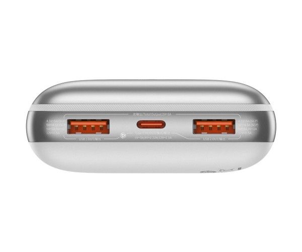 Baseus Bipow Pro 20000 mAh 22.5W, 2хUSB-A QC3.0, In USB-C Li-pol, Display + Cable, white