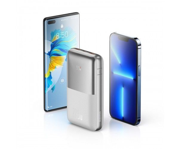 Baseus Bipow Pro 20000 mAh 22.5W, 2хUSB-A QC3.0, In USB-C Li-pol, Display + Cable, white