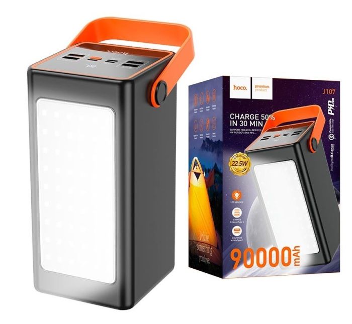 Hoco 90000 mAh 22.5W з лампою Quick Charge для смартфонів|планшетів Asus/Lenovo/iPad/iPhone/ Xiaomi/ Samsung/Huawei