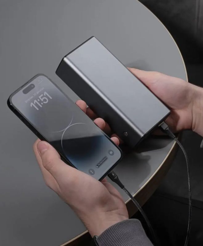 BaseusProove Metalskin 65W 30000 mAh |2USB+Type-C, 65W, QC/PD| Metal Grey