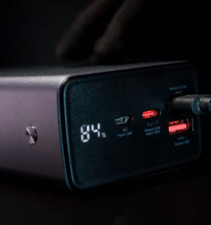 BaseusProove Metalskin 65W 30000 mAh |2USB+Type-C, 65W, QC/PD| Metal Grey