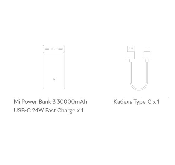 Xiaomi Mi 3 30000 mAh USB-C 18W Fast Charge PB3018ZM White (VXN4307CN)
