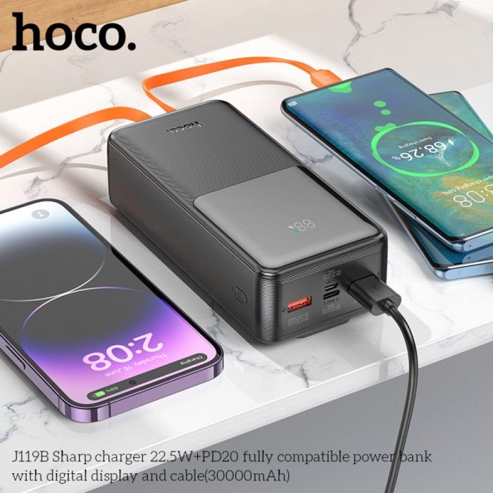 Hoco J119B 30000 mAh PD22,5W+швидка заряджання зарядка Чорний