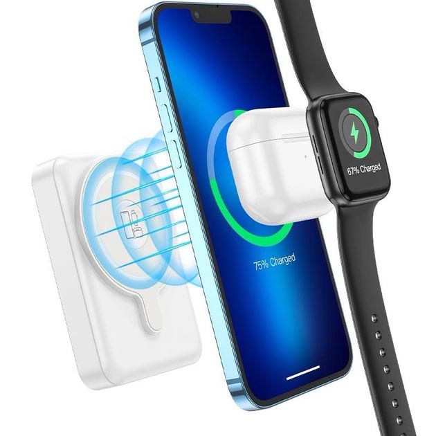 Hoco Q11 10000 mAh PD20W 3-in-1 magnetic PD/Apple-Watch/MagSafe Білий