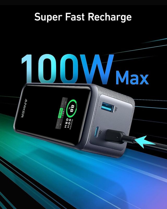 Anker Prime 20 000 mAh потужністю 200 Вт, Black