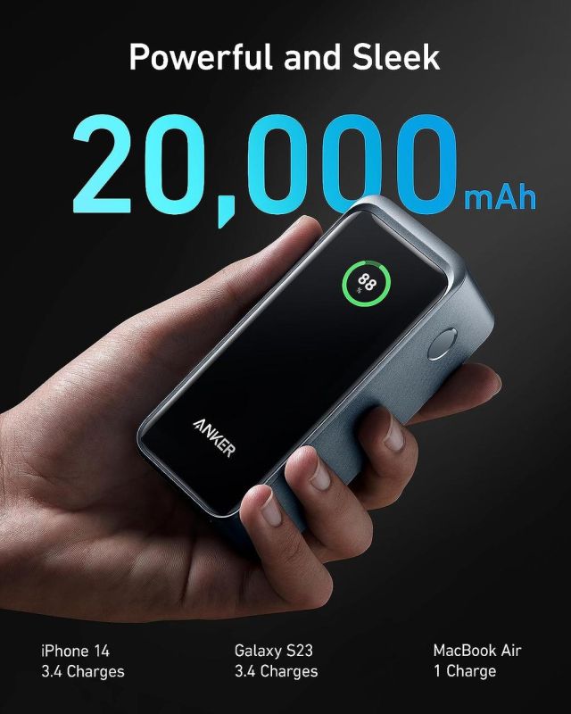 Anker Prime 20 000 mAh потужністю 200 Вт, Black