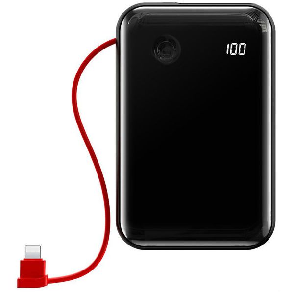 Зовнішній аккумулятор Baseus Mini S Digital Display 3A із кабелем для iPhone Lightning чорний