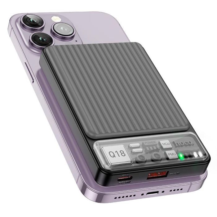 Qi 15W Hoco Q18 Tourer Magnetic Wireless Fast Charge 3в1 10000 mAh 22.5W Black