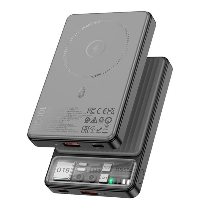 Qi 15W Hoco Q18 Tourer Magnetic Wireless Fast Charge 3в1 10000 mAh 22.5W Black