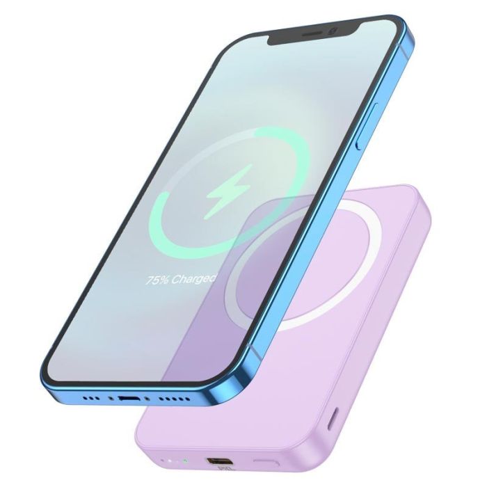 Qi 15W Hoco J109 Magnetic Wireless Fast Charge 2в1 5000 mAh 20W Pink