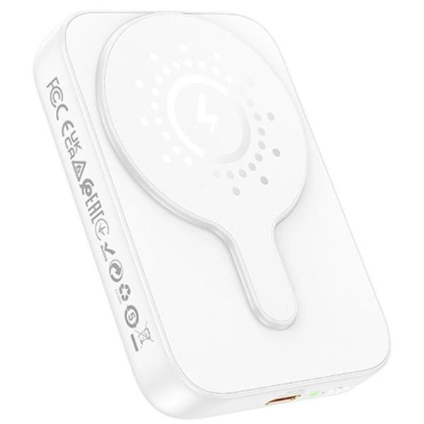 Павербанк з бездротовою зарядкою Qi 15W Hoco J117 Esteem Magnetic Wireless Fast Charge 2в1 5000mAh 20W White