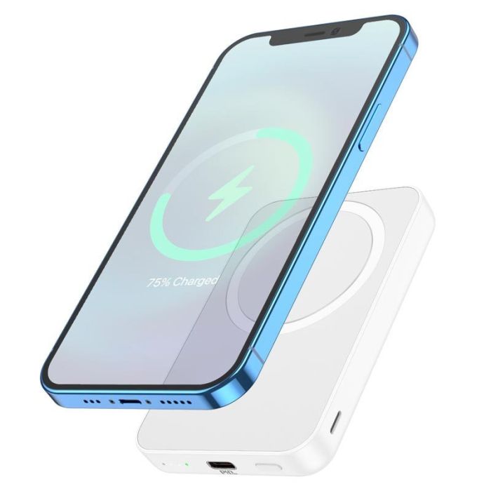 Qi 15W Hoco J109 Magnetic Wireless Fast Charge 2в1 5000 mAh 20W White