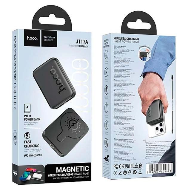 Hoco J117А 10000 mAh PD/MagSafe20W Magnetic для телефону/навушніків Чорний
