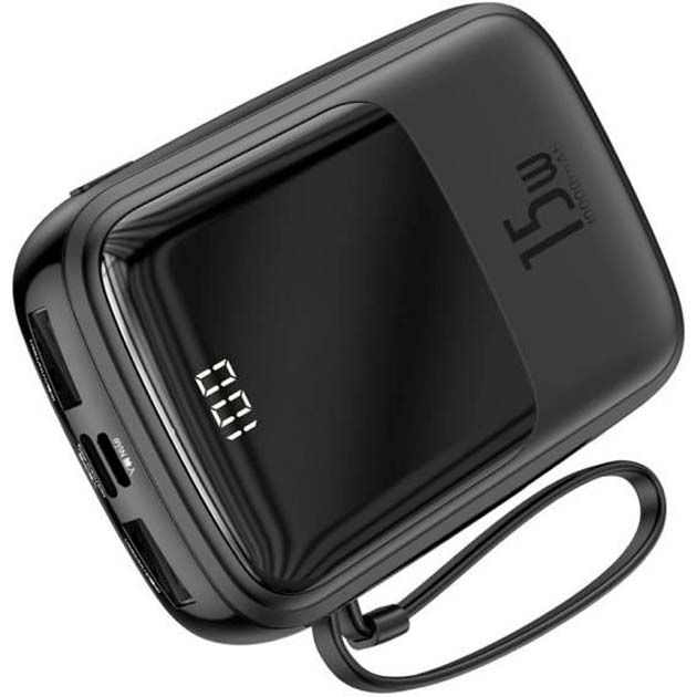 Baseus Digital Display 3A 15W 10000 mAh Брелок для пристроїв iOS Apple Iphone PPQD-B-01 із вбудованим кабелем Lightning Чорний